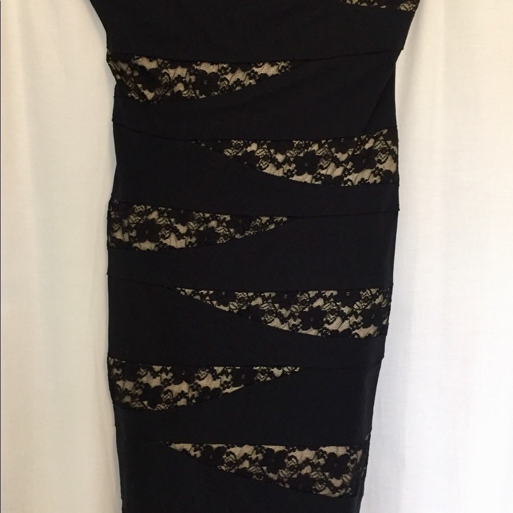 Ruby Rox Black/Cream Strapless Bodycon Dress Sz M - image 2